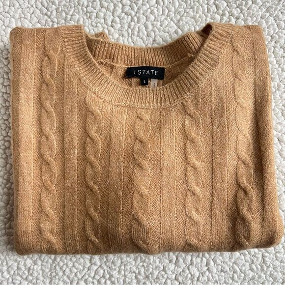 1. State Evermore Wild Oak Cable Knit Crewneck Oversized Pullover Sweater SZ L - Picture 14 of 14